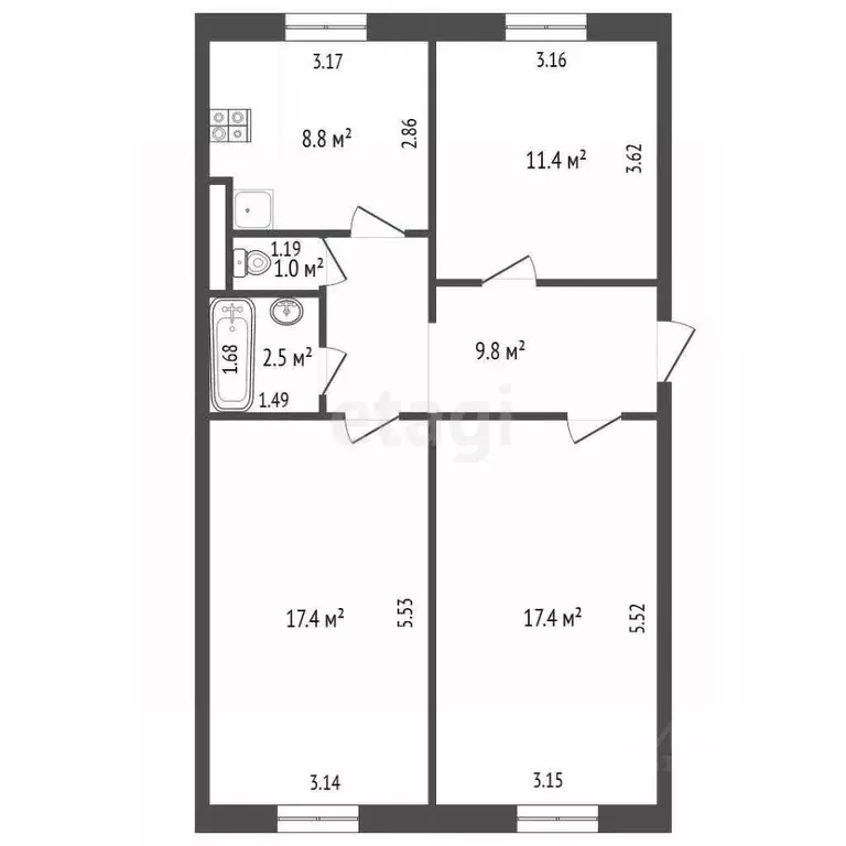 3-к кв. Ямало-Ненецкий АО, Муравленко ул. Губкина, 18 (68.3 м) - Фото 2