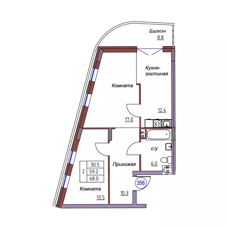 2-к кв. Калининградская область, Светлогорск  (68.0 м) - Фото 1