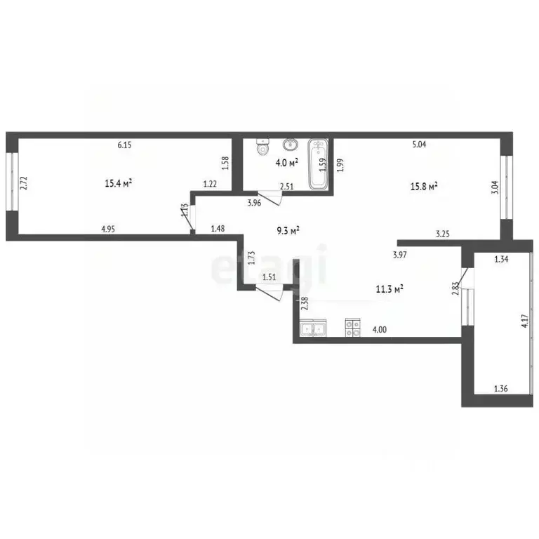2-к кв. Чувашия, Чебоксары ул. Э.М. Юрьева, 3 (66.0 м) - Фото 2