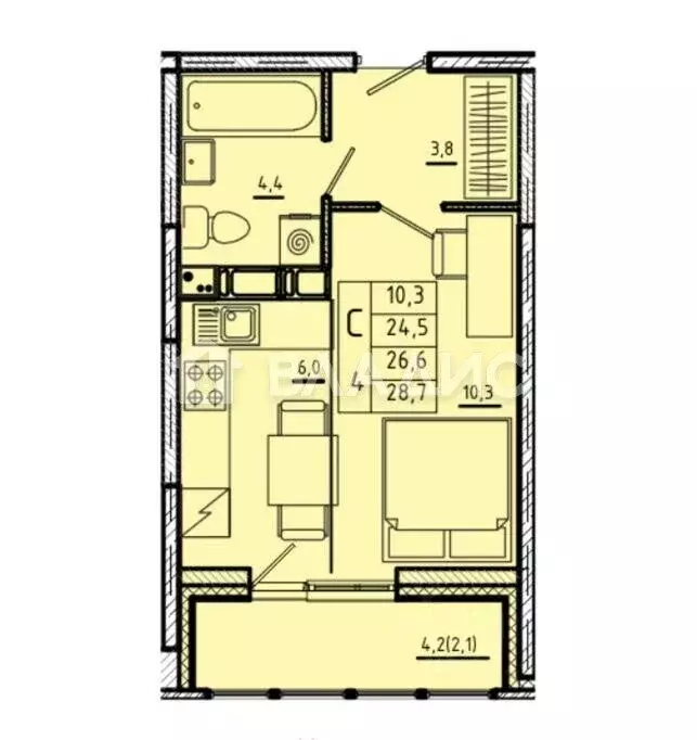 Квартира-студия: Королёв, микрорайон Первомайский, Советская улица, ... - Фото 1