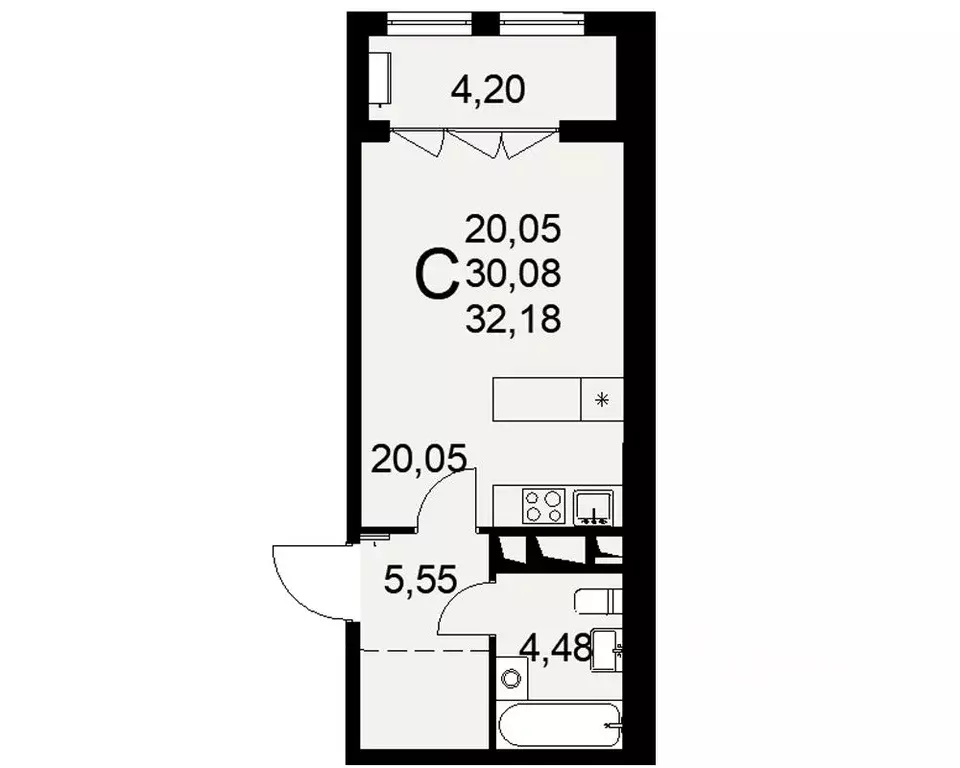 1-к кв. Тульская область, Тула ул. Коминтерна, 44 (32.18 м) - Фото 0