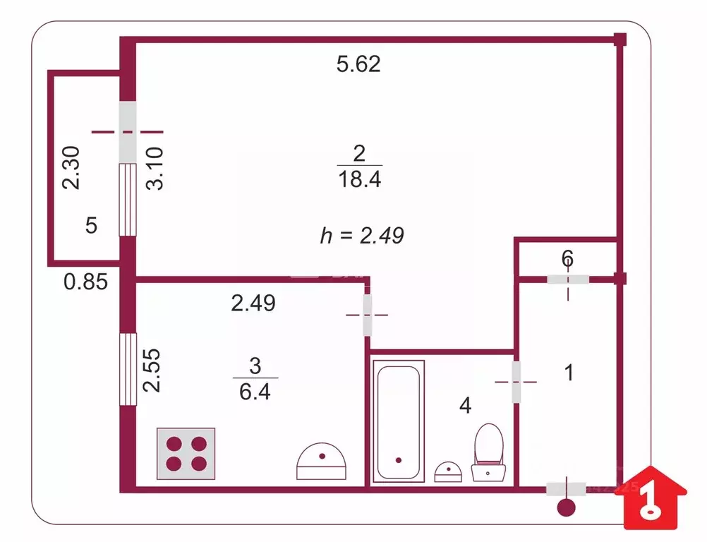 1-к кв. Омская область, Омск Городок Нефтяников мкр, ул. 22 Апреля, 32 ... - Фото 2