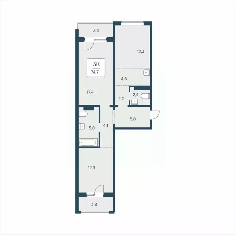 3-к кв. Новосибирская область, Новосибирск ул. Сибиряков-Гвардейцев, ... - Фото 1