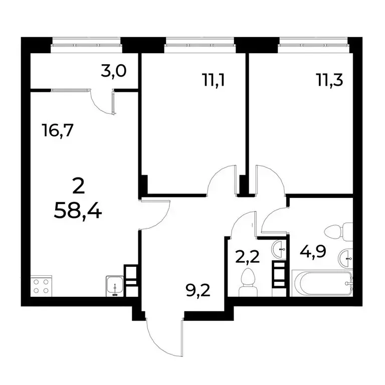 2-комнатная квартира: Нижний Новгород, улица Лесной Городок, 7Б (58.9 ... - Фото 0