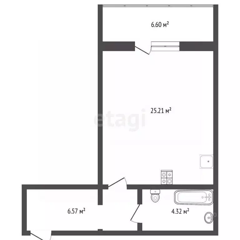 Студия Тюменская область, Тюмень Интернациональная ул., 199к3 (35.9 м) - Фото 1