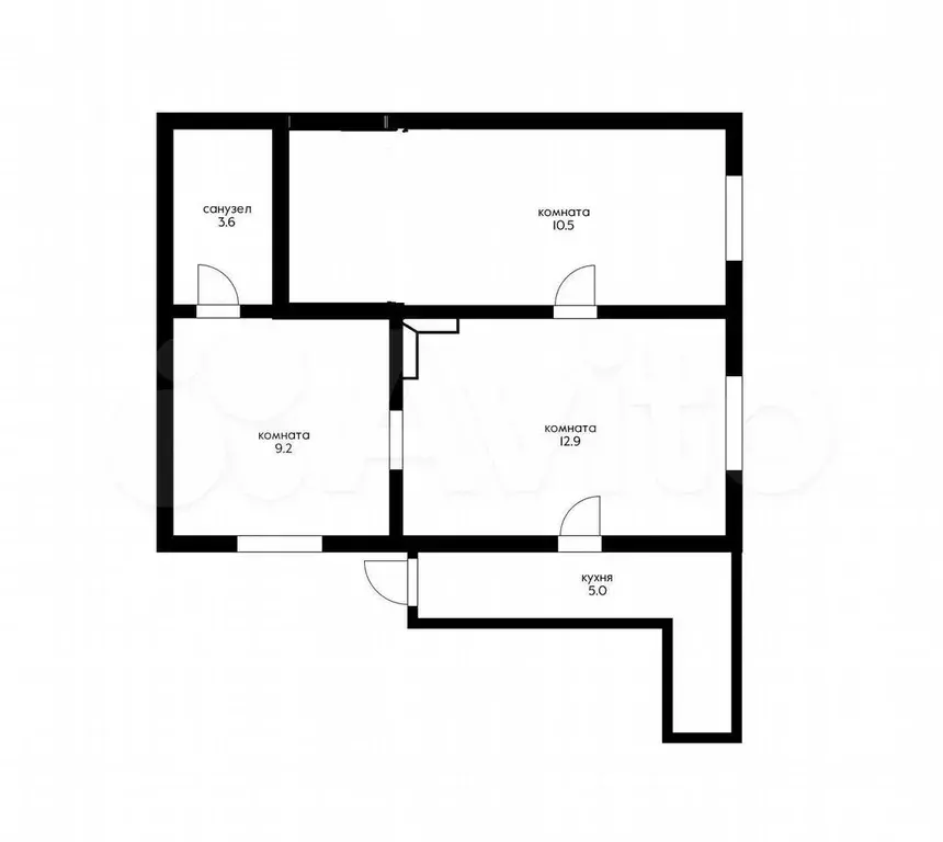 3-к. квартира, 41 м, 2/2 эт. - Фото 0