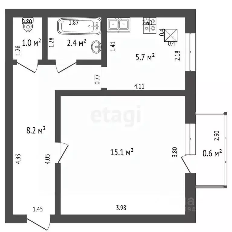 1-к кв. Мордовия, с. Кочкурово ул. Школьная, 65 (33.0 м) - Фото 1