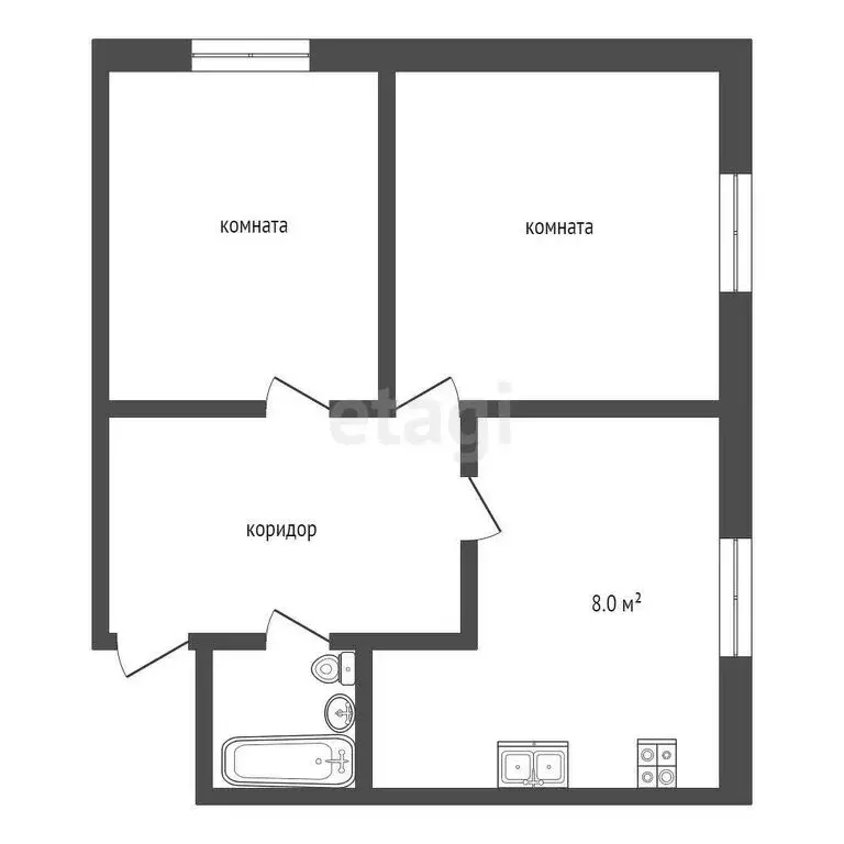 2-комнатная квартира: посёлок городского типа Решетниково, Молодёжная ... - Фото 1