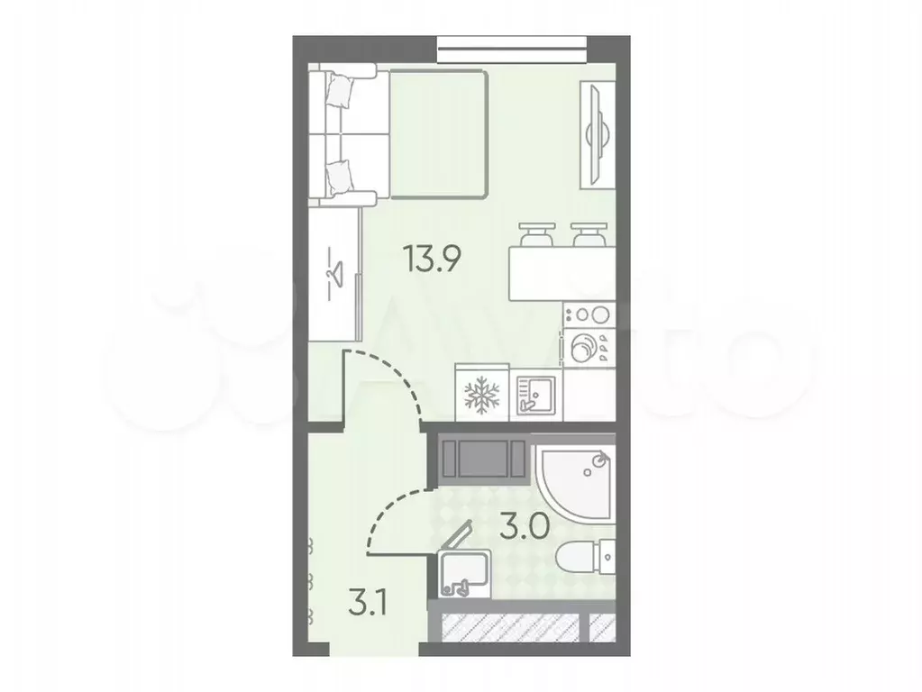 Квартира-студия, 20 м, 8/25 эт. - Фото 0
