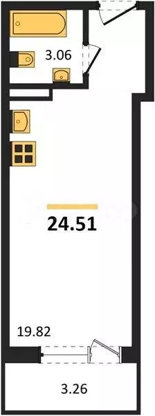 Квартира-студия, 24,5 м, 12/19 эт. - Фото 0