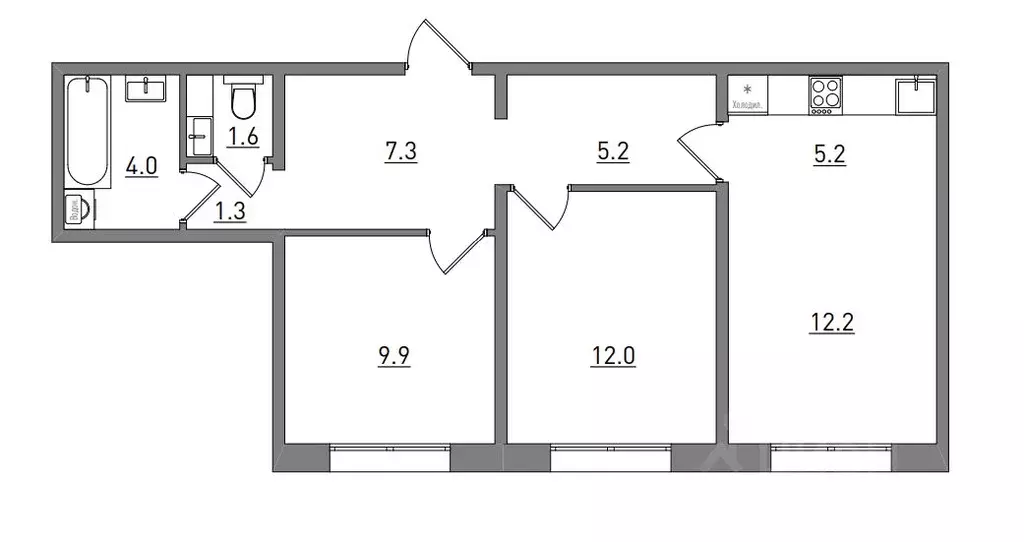 3-к кв. Кировская область, Киров бул. Прибрежный, 6 (58.7 м) - Фото 2