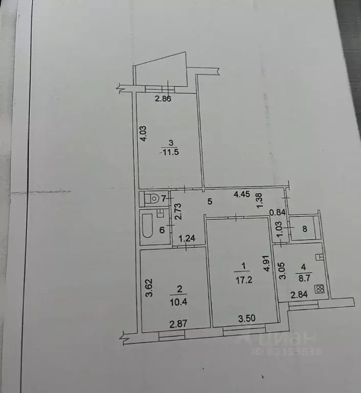 3-к кв. Татарстан, Казань ул. Айдарова, 18 (67.5 м) - Фото 2