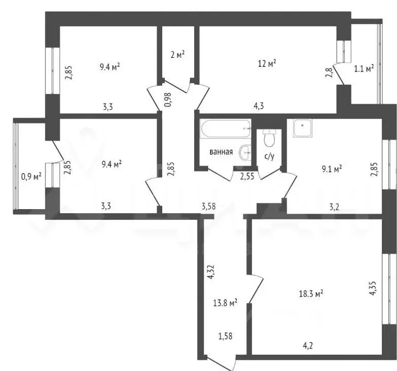 4-к кв. Хакасия, Абакан Советская ул., 90 (81.1 м) - Фото 1