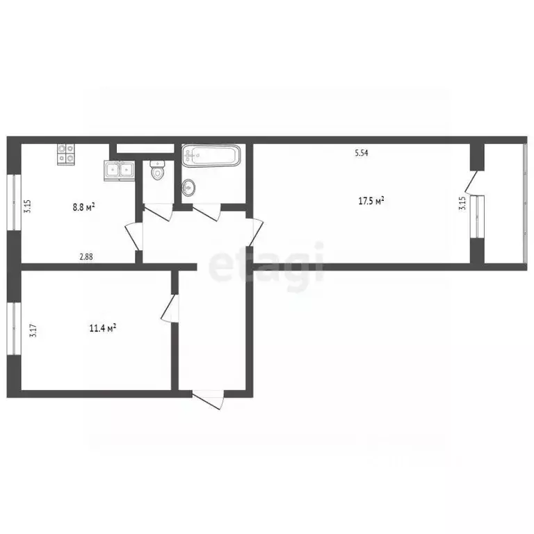 2-к кв. Ямало-Ненецкий АО, Муравленко ул. Губкина, 20 (51.4 м) - Фото 2