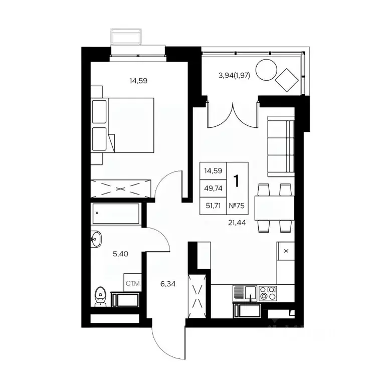 1-к кв. Калужская область, Обнинск Заовражье жилрайон, Новый город ... - Фото 0