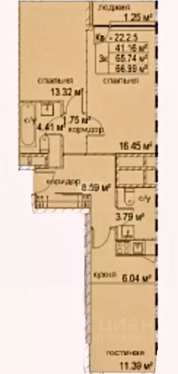 Квартира, 3 комнаты, 68 м - Фото 2