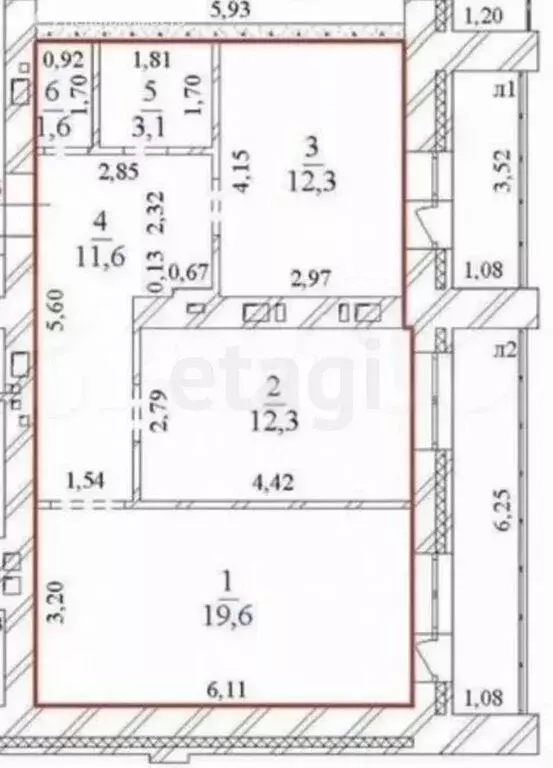 2-комнатная квартира: Ульяновск, Красноармейская улица, 67 (60.02 м) - Фото 1