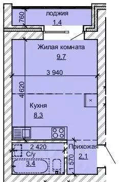 1-к кв. Алтайский край, Барнаул ул. Анатолия (24.9 м) - Фото 0