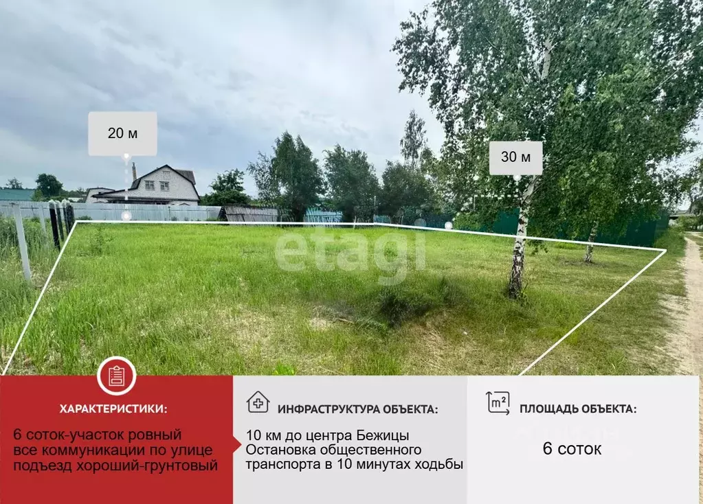 Участок в Брянская область, Брянский район, Нетьинское с/пос, Нетьинка ... - Фото 1