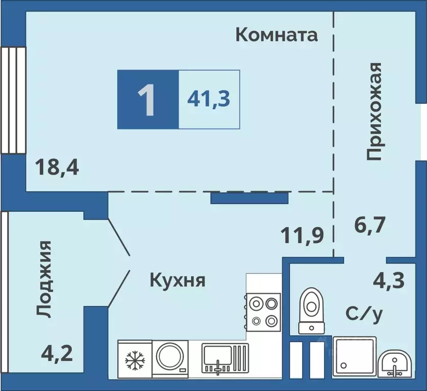 1-к кв. Курганская область, Курган ул. Куйбышева, 141 (41.3 м) - Фото 0