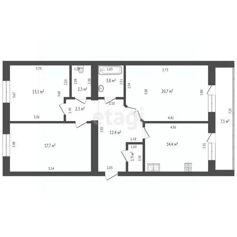 3-к кв. Тюменская область, Тюмень ул. Дружбы, 73к4 (89.7 м) - Фото 2