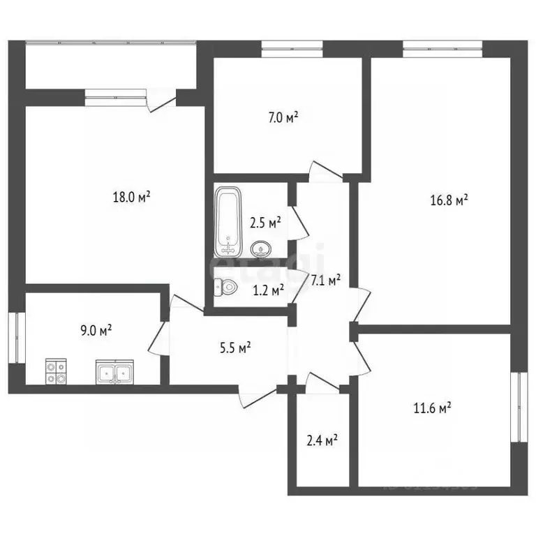 4-к кв. Мордовия, Саранск Грузинская ул., 56 (80.5 м) - Фото 2