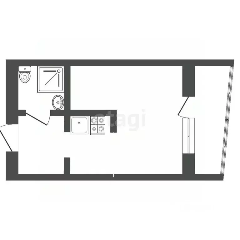 Студия Тюменская область, Тюмень Харьковская ул., 85а (24.6 м) - Фото 2