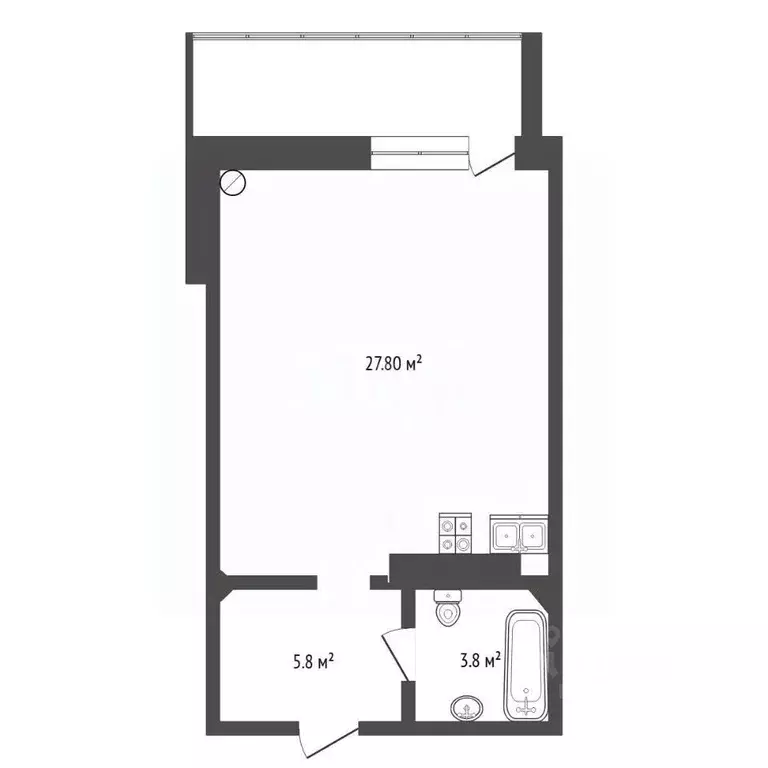 1-к кв. Тюменская область, Тюмень ул. 50 лет ВЛКСМ, 13к1 (37.4 м) - Фото 2
