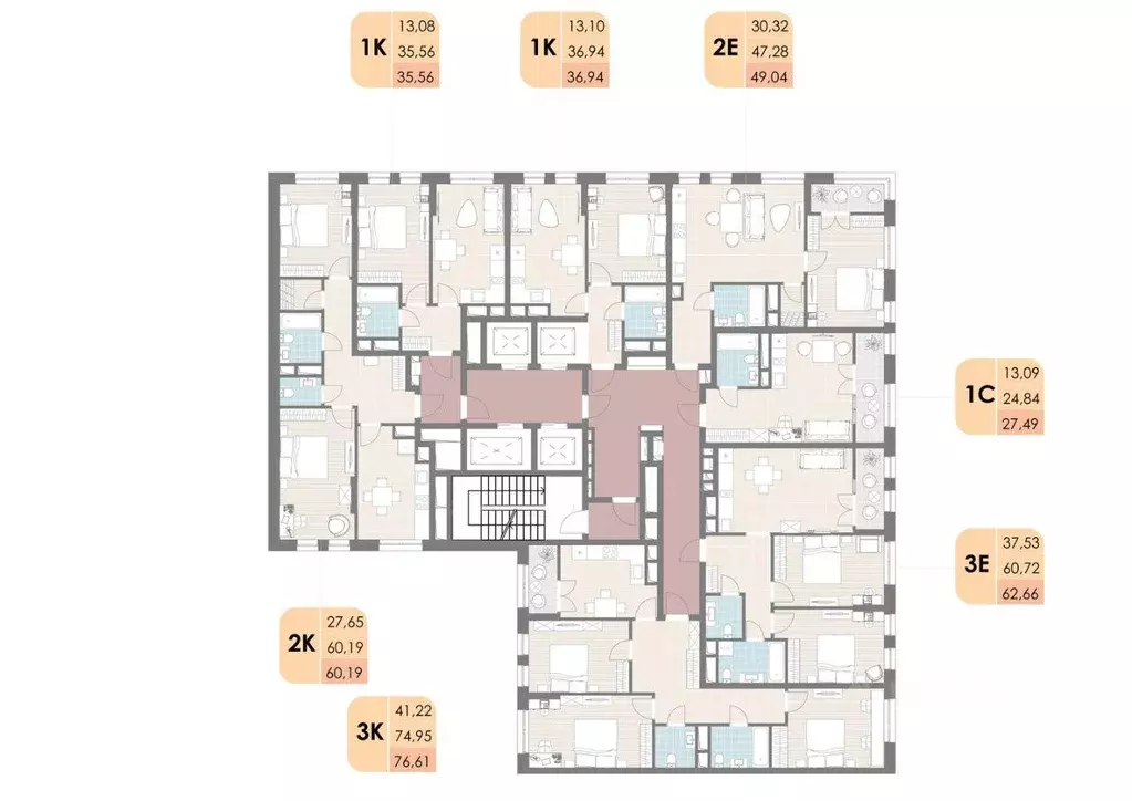 Квартира, 2 комнаты, 60.19 м - Фото 2
