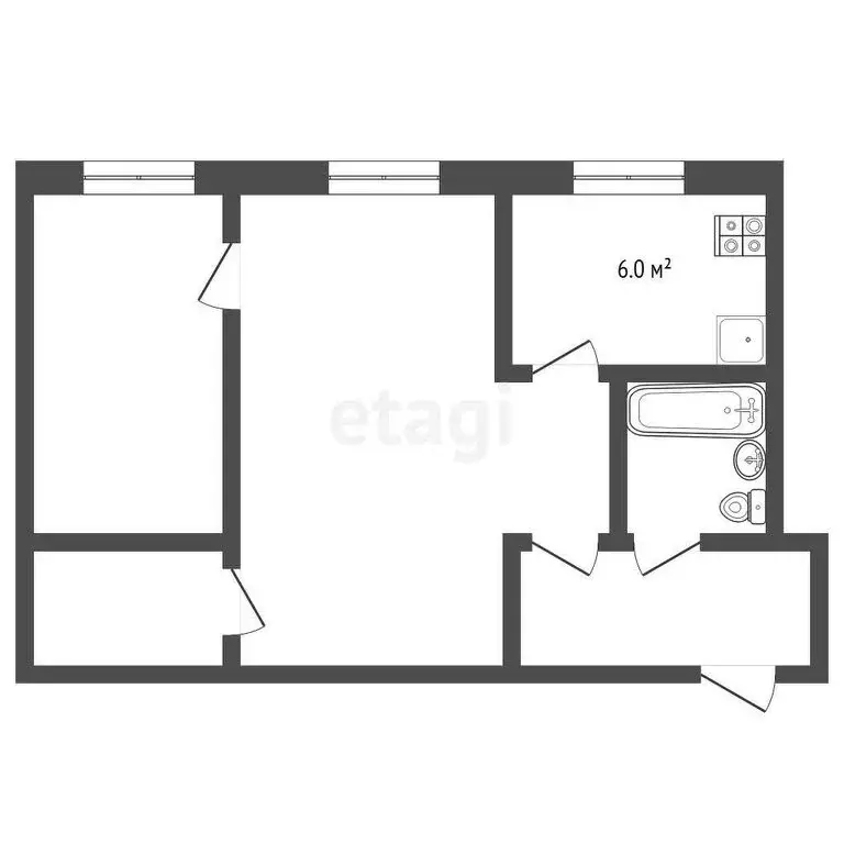 2-комнатная квартира: посёлок Колосовка, Центральная улица, 2 (46 м) - Фото 0