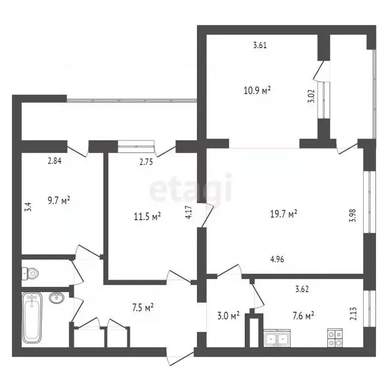 2-к кв. Севастополь ул. Вакуленчука, 10 (63.4 м) - Фото 1