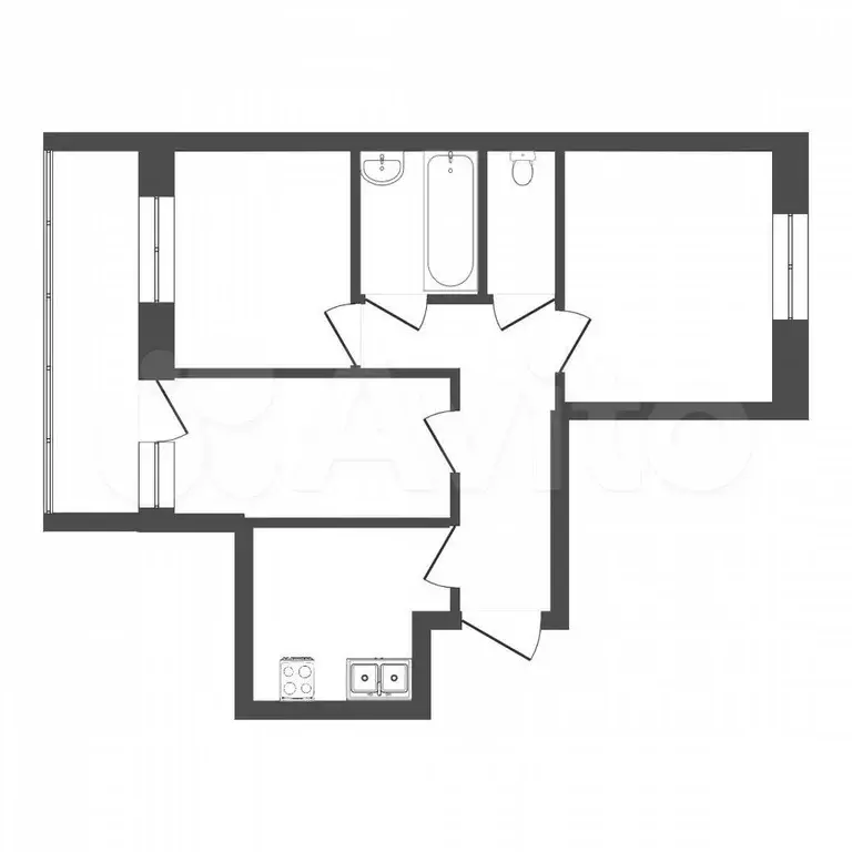 3-к. квартира, 60,5 м, 9/9 эт. - Фото 0
