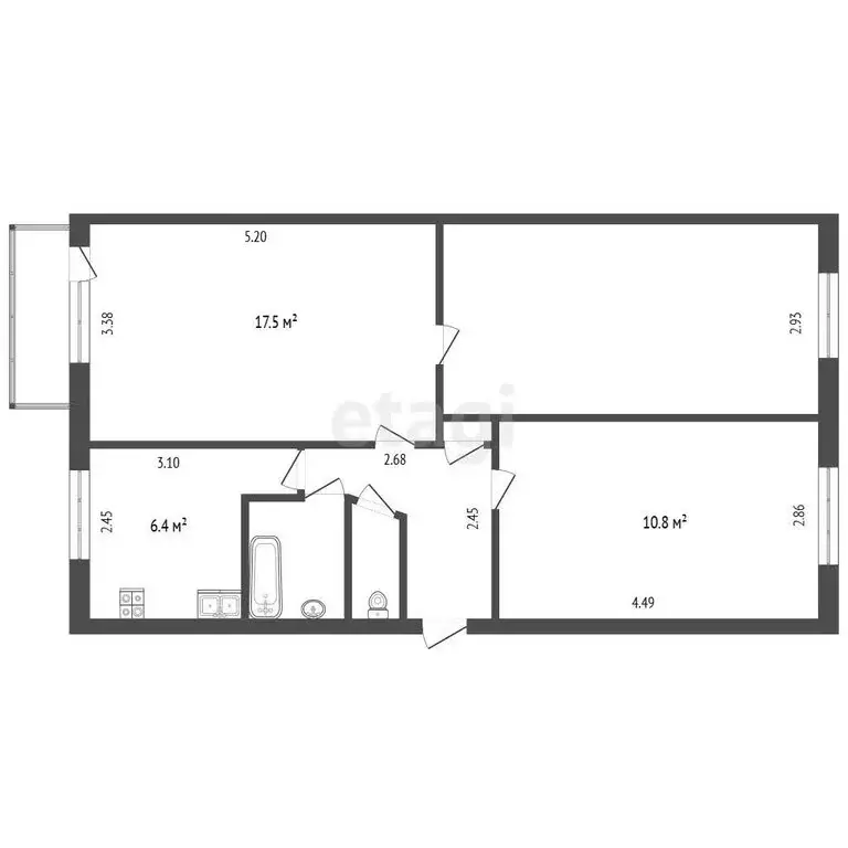 3-комнатная квартира: Пермь, улица Александра Щербакова, 47 (59 м) - Фото 1
