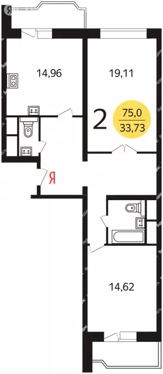 2-комнатная квартира: Москва, улица Винокурова, 2 (55.4 м) - Фото 2