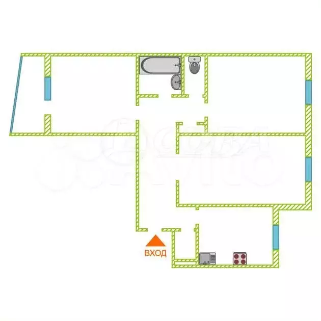 3-к. квартира, 65 м, 5/9 эт. - Фото 0