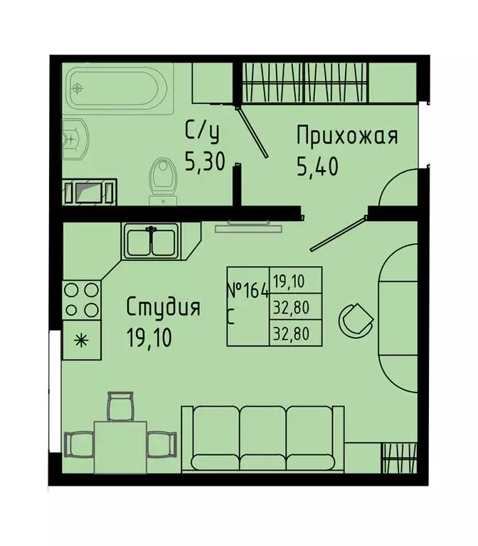 Квартира-студия: Коммунар, Железнодорожная улица, 41к2 (29.8 м) - Фото 1