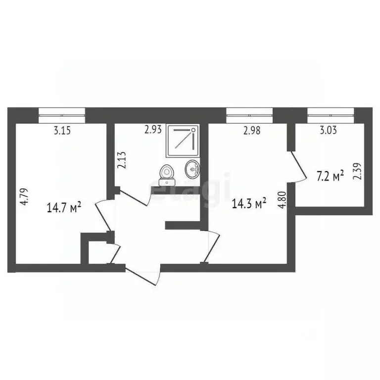 3-к кв. Калужская область, Перемышльский район, Макарово с/пос, с. ... - Фото 2