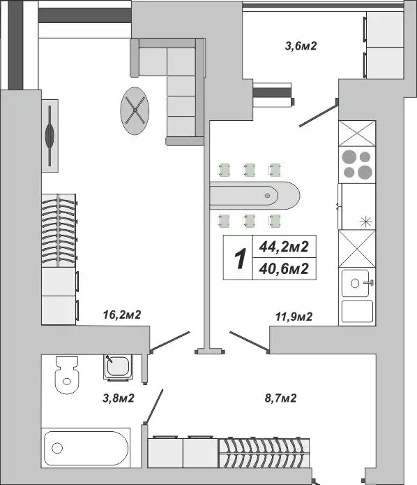 1-к кв. Тамбовская область, Тамбов ул. Чичерина, 7/1к3 (44.2 м) - Фото 0