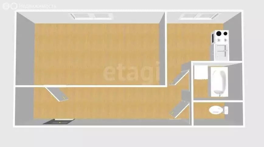 1-комнатная квартира: Южно-Сахалинск, улица М.А. Пуркаева, 43А (40 м) - Фото 1