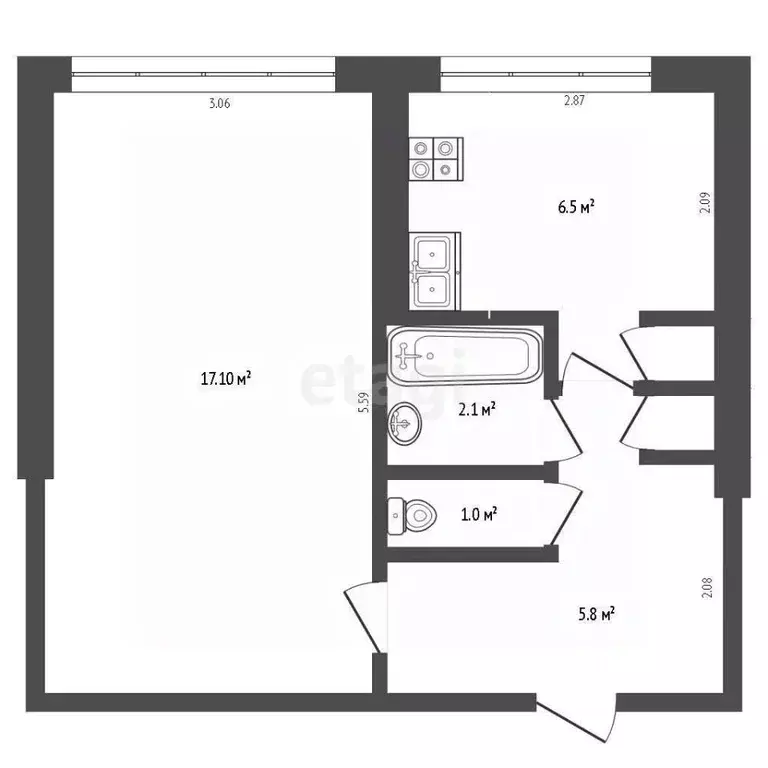 1-к кв. Мордовия, Саранск ул. Крылова, 59А (33.2 м) - Фото 2