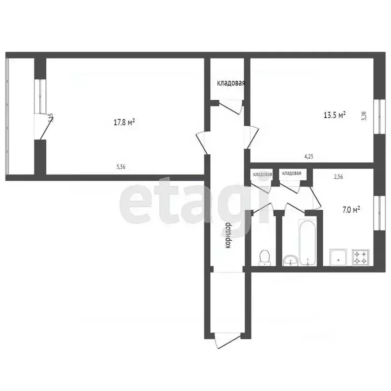 2-к кв. Челябинская область, Челябинск ул. Молодогвардейцев, 70а (54.0 ... - Фото 1