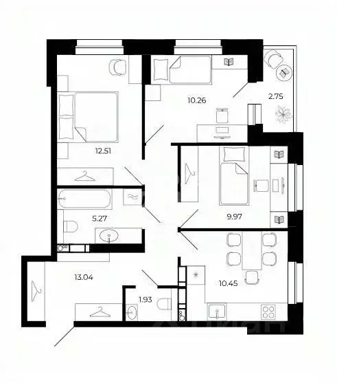 3-к кв. Липецкая область, Липецк ул. Буденного, 8В (63.89 м) - Фото 1