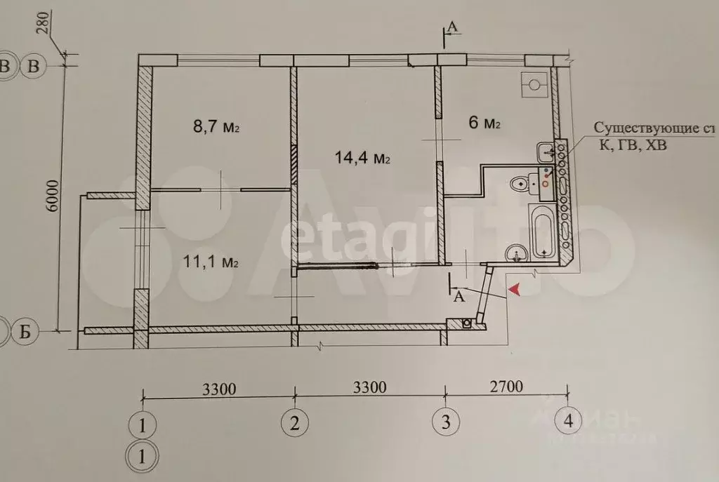3-к. квартира, 49,1 м, 5/9 эт. - Фото 0