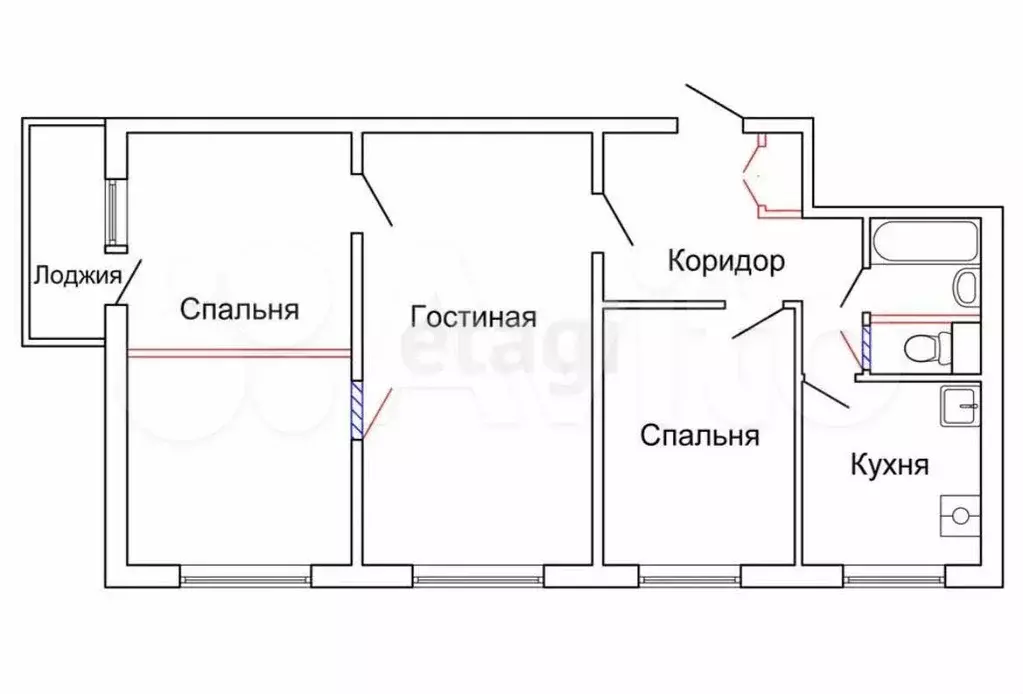 4-к. квартира, 58 м, 5/5 эт. - Фото 0