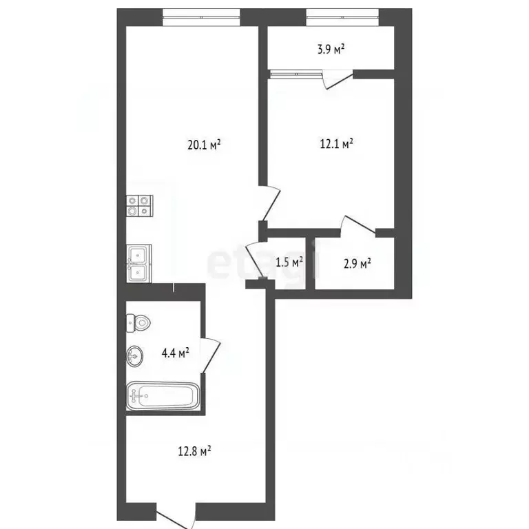 1-к кв. Московская область, Ленинский городской округ, д. Сапроново ... - Фото 2