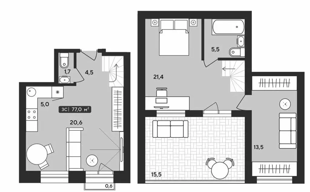 2-комнатная квартира: Октябрьский, жилой комплекс Альпийский квартал, ... - Фото 1