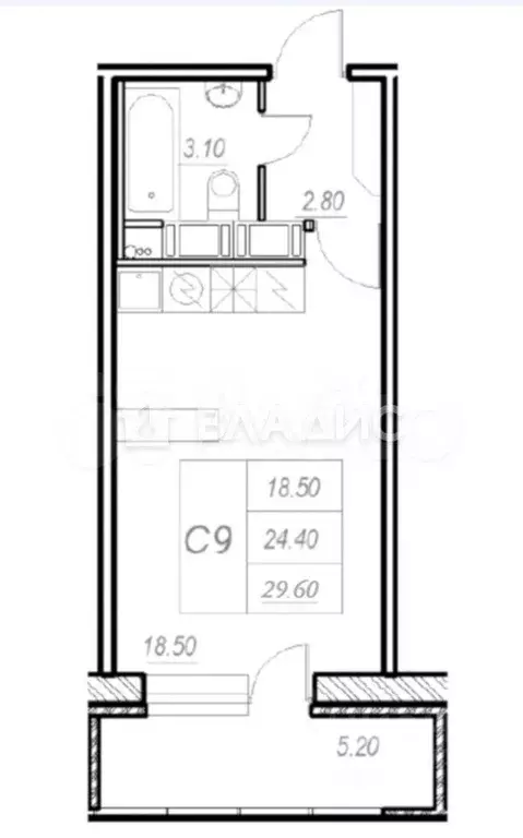 Квартира-студия, 29,6 м, 13/24 эт. - Фото 0