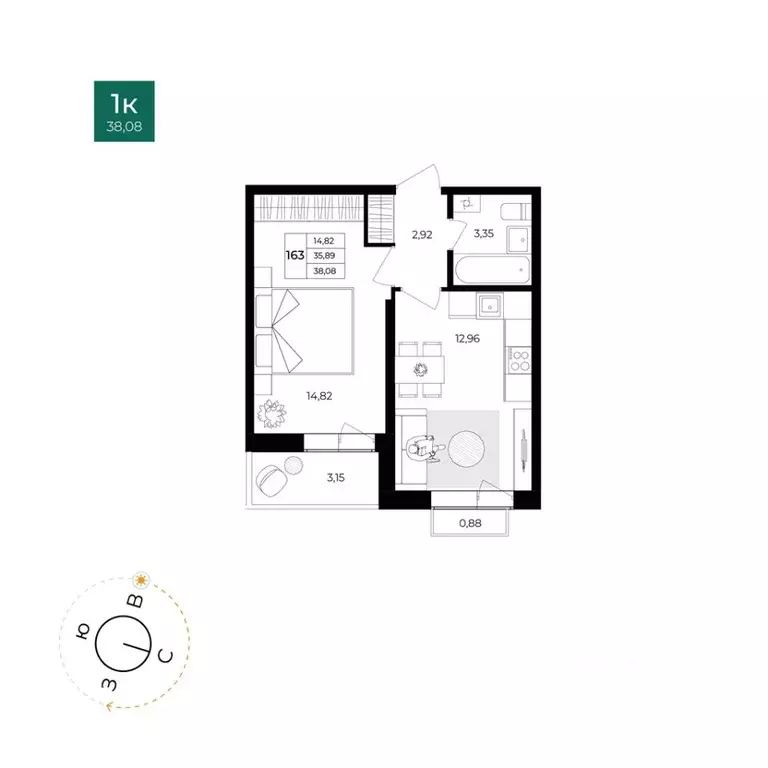 1-к кв. Ярославская область, Ярославль Северный жилрайон, 15-й мкр, 1 ... - Фото 1
