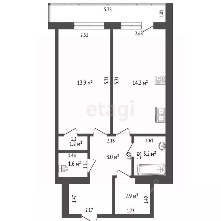 1-к кв. Вологодская область, Вологда Евковская ул., 7 (45.0 м) - Фото 1