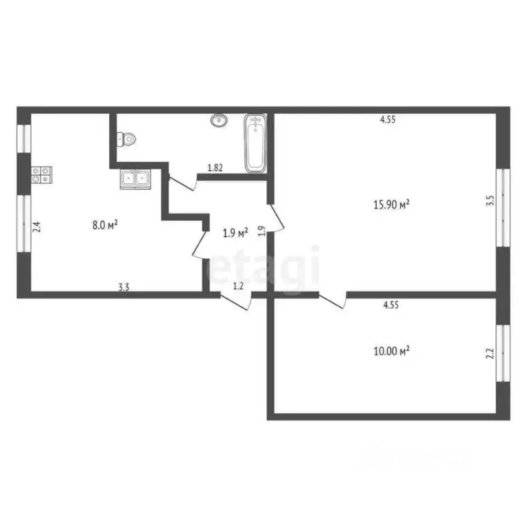 2-к кв. Коми, Сыктывкар Дырнос мест., 43А (40.2 м) - Фото 1